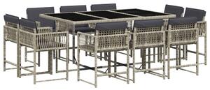 VidaXL 11 részes világosszürke polyrattan kerti ülőgarnitúra párnákkal