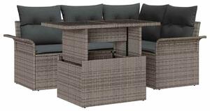 VidaXL Kerti Kanapé Szett párnával tárolóval 5 pcs Szürke Poli rattan