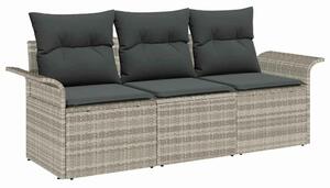 VidaXL Kanapé Szett párnával 3 pcs Szürke polirattan