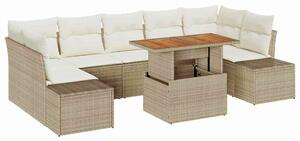 VidaXL Kerti Kanapé Szett tárolóval 8 pcs Bézs Poli rattan