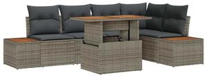 VidaXL Kerti Kanapé Szett tárolóval 6 pcs Szürke Poli rattan