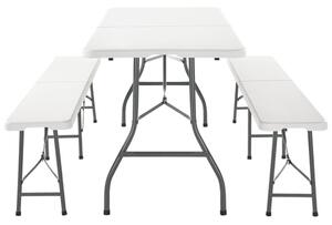 Bayreuth összecsukható sörpad szett fehér 180x70x74 cm 200908