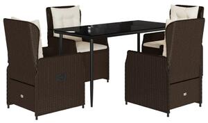 VidaXL 5 részes barna polyrattan kerti étkezőgarnitúra párnákkal