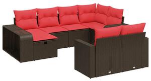 VidaXL 10 részes barna polyrattan kerti ülőgarnitúra párnákkal