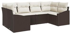 VidaXL Kanapé Szett párnával 6 pcs Barna polirattan