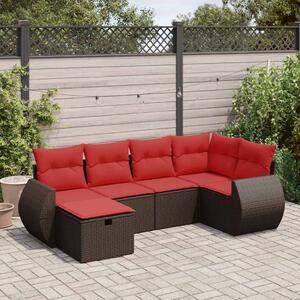 VidaXL 6 részes barna polyrattan kerti ülőgarnitúra párnával