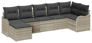 VidaXL Kerti Kanapé Szett párnával 7 pcs Világosszürke Poli rattan