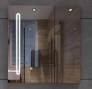 LED Tükrös Szekrény PLANO 80x70 cm Fehér – Érintésérzékelő és Tároló