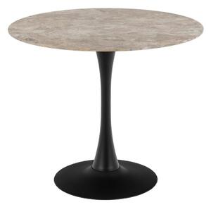 Asztal Norsica 616, 75cm, Barna márvány, Fekete