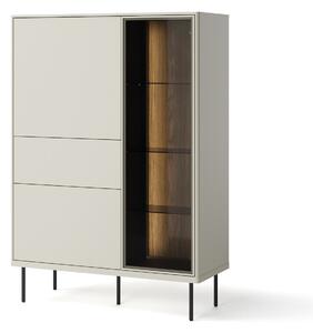 Könyvespolc Voloma 100, Fiókokkal, Ajtókkal, Edzett üveg, Laminált forgácslap, 140x99x41cm, Kasmír, Sötét tölgy