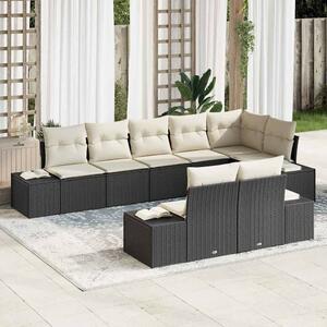 Kerti Kanapé Szett 8 pcs Fekete és krémszínű 319 x 154 x 85 cm