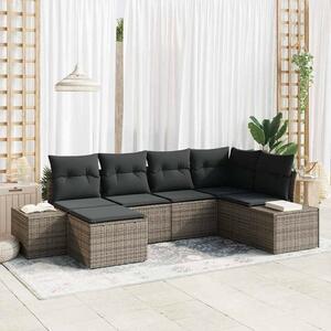Kerti Kanapé Szett 6 pcs Szürke 264 x 154 x 85 cm Poli rattan