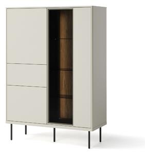 Könyvespolc Voloma 101, Fiókokkal, Ajtókkal, Edzett üveg, Laminált forgácslap, 140x99x41cm, Sötét tölgy, Kasmír