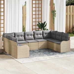 Kerti Kanapé Szett 9 pcs Beige, világosszürke Poli rattan