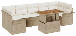 VidaXL Kerti Kanapé Szett tárolóval 8 pcs Bézs Poli rattan
