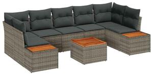 VidaXL Kerti Kanapé Szett párnával tárolóval 8 pcs Szürke Poli rattan