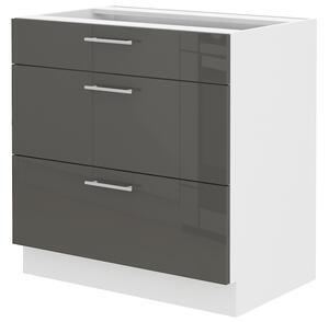 Alsó konyhaszekrény Lavera 80 D 3S BB (fehér + fényes szürke)