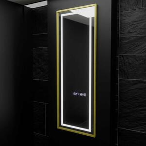 Téglalap alakú LED Tükör, 45x140cm, Elena Radar Szenzor Marcello, Páramentesítő Rendszer, Óra és Hőmérő, Szabályozható Fényerő