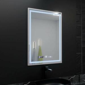 Téglalap alakú LED Tükör, 60x80cm, Verite Imperial Silver Motion Glow Marcello, Páramentesítő Rendszer, Óra és Hőmérő, Szabályoz