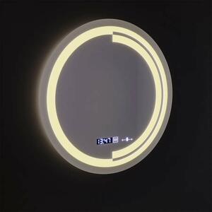 Kerek LED tükör, 60 cm, MotionGlow érzékelő Consuel Marcello, Páramentesítő rendszer, Óra és hőmérő, Szabályozható fényerő