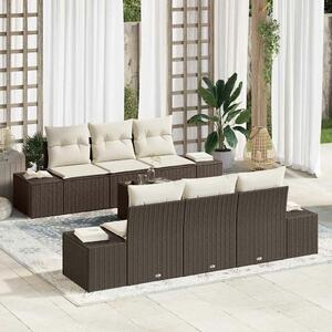VidaXL Kerti Kanapé Szett 7 pcs Barna Poli rattan