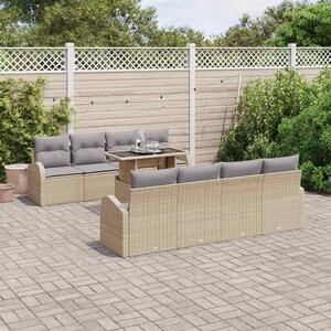 VidaXL Kerti Kanapé Szett párnával 7 pcs Bézs Poli rattan
