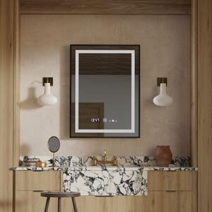 Téglalap alakú LED tükör, 60x80cm, Verite Majeste Noir Motion Glow Marcello, páramentesítő rendszer, óra és hőmérő, szabályozhat