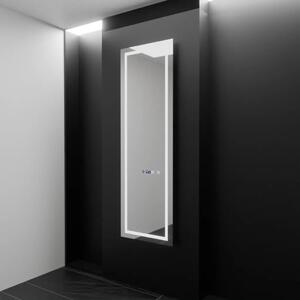 Téglalap alakú LED Tükör, 45x140cm, Giulia Radar Szenzor Marcello, Páramentesítő Rendszer, Óra és Hőmérő, Szabályozható Fényerő