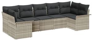 VidaXL Kerti Kanapé Szett párnával 7 pcs Világosszürke Poli rattan