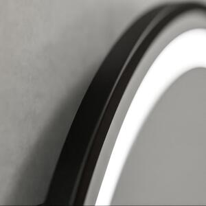 Kerek LED tükör, 60cm, Celeste Majeste Noir MotionGlow Marcello, Páramentesítő rendszer, Óra és hőmérő, Szabályozható fényerő