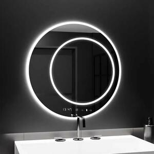 Kerek LED tükör, 60cm, July Touch Marcello, páramentesítő rendszer, óra és hőmérő, fényerő-szabályozható