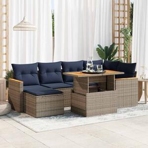 VidaXL 7 részes szürke polyrattan kerti ülőgarnitúra párnákkal