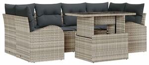 VidaXL Kerti Kanapé Szett párnával 7 pcs Világosszürke Poly Rattan