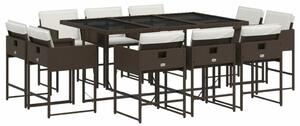 VidaXL 11 részes barna polyrattan kerti ülőgarnitúra párnákkal