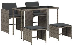 VidaXL 5 részes szürke polyrattan kerti étkezőgarnitúra párnával