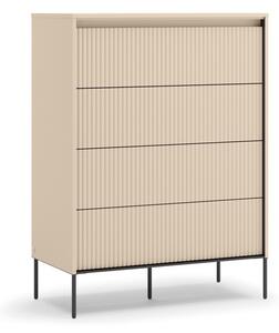Komód Lorfera 102, Közepes sűrűségű farostlemez, Laminált forgácslap, 125x93x47cm, Bézs, Fekete