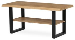 Dohányzóasztal 120x60x55 cm, MDF lap, vadtölgy dekor, fém, polc, fekete láb