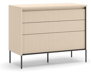 Komód Lorfera 103, Közepes sűrűségű farostlemez, Laminált forgácslap, 83x104x47cm, Bézs, Fekete