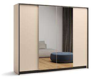 Gardróbszekrény Virmoro 104, Laminált forgácslap, 215x251x64cm, Bézs, Fekete
