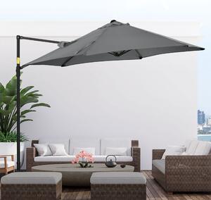 Outsunny kerti napernyő 360°-os forgathatósággal, karral, kereszttalppal és szellőzőnyílással, Ø256x245 cm, sötétszürke