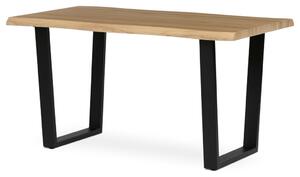 Étkezőasztal, 140x80x75 cm, MDF lap, vadtölgy dekor, U alakú fém lábak