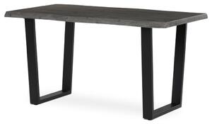 Étkezőasztal, 140x80x75 cm, MDF lap, szürke tölgy dekor, U alakú fém lábak