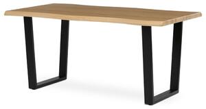 Étkezőasztal, 160x90x75 cm, MDF lap, vadtölgy dekor, U alakú fém lábak