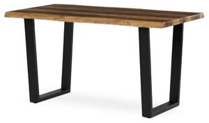Étkezőasztal, 140x80x75 cm, MDF lap, régi fa dekor, U alakú fém lábak