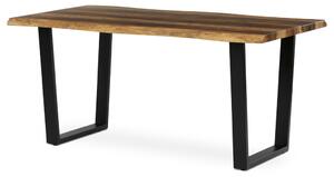 Étkezőasztal, 160x90x75 cm, MDF lap, régi fa dekor, U alakú fém lábak