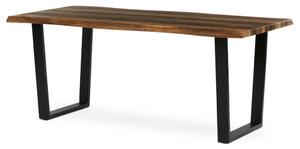 Étkezőasztal, 180x90x75 cm, MDF lap, régi fa dekor, U alakú fém lábak