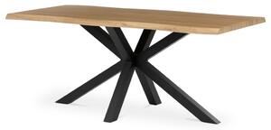 Étkezőasztal, 180x90x75 cm, MDF lap, vadtölgy dekor, csillag alakú fém láb