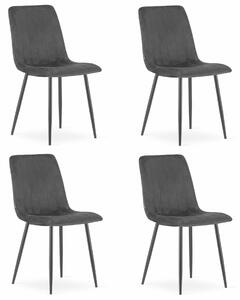 Valora JEWA szék, fekete bársony, ergonomikus kialakítás, nappaliba, 4 db