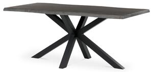 Étkezőasztal, 180x90x75 cm, MDF lap, szürke tölgy dekor, csillag alakú fém láb
