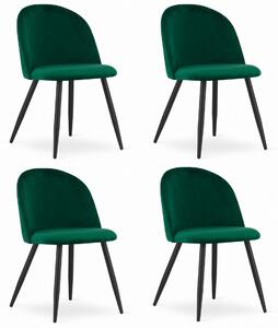 Valora BELLO szék, zöld bársony, fekete lábak, ergonomikus kialakítás, 4 db